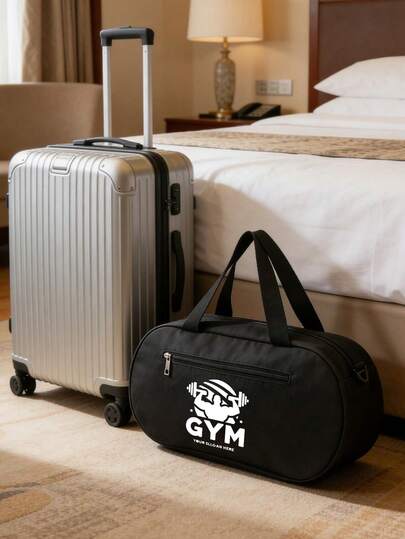 Fitness Printed Travel Bag, Sports Handbag, Large Capacity Lightweight Sports Bag With Reinforced Handle, Machine Washable Oxford Fabric, Suitable For Yoga And Fitness Training, Large Capacity Gym Tote For Workout Gear, Shoes & Towels, Ideal For Fitness, Tennis, Travel & Daily Use, Suitable For Gym Enthusiasts, Athletes, Travelers & Students, Perfect For Training Sessions, Sports Matches, Lightweight Portable Gym Bag For Practical Storage ﻿