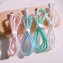 2pcs Laser Iridescent Mobile Phone Data Cable Protection Rope, Material Winding Device, Protective Rope+Strap, Anti Winding Durable And Anti Breakage Data Cable Protection Rope, Fast Charging Head Anti Breakage Winding Device Boyfriend/Girlfriend Gift - Multicolor - View 1