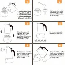 Stainless Steel Coffee Pot, Portable 2/4/6/9 Cup Electric Moka Pot, European Style Espresso Maker - 300-600ML - View 3