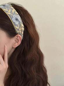 2条女童甜美刺绣花朵网纱发带，时尚简约百搭 - 彩色 - 查看 3