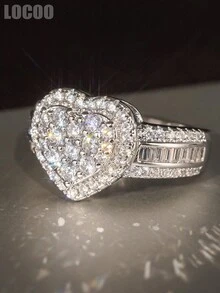 1枚优雅立方氧化锆石戒指，适合女性佩戴，适合婚礼、订婚、周年纪念派对佩戴，情人节礼物 - 1# - 查看 3