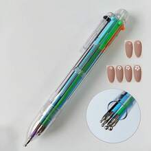6-In-1 Professional Rotating Nail Manicure Pen, Pressure-Activated Smart Design Equipped With 6 Multi-Style Drill Bits & Gem Inlay Heads, Multi-Purpose Nail Art Tool For Fine Painting, Gradient Transition, Striping Line Design, Dotting Ornament, Lightweight Pedicure Supplies For Nail Artists, Salon Professionals And Amateur Beginners - Clear - View 5