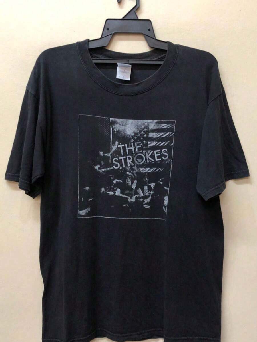 1 Vintage The Strokes L In Can T-Shirt, 100% Cotton, 180g 100% Cotton - 黑色 2 - 查看 1