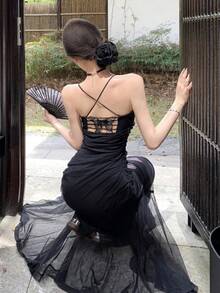 Women Long Dresses - Black - View 3