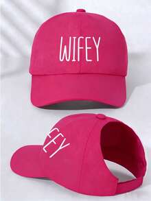 女士“WIFEY”印花马尾辫棒球帽，可调节高马尾辫丸子头凌乱发型帽，开口可调节休闲帽，适合日常街头穿着 - 彩色 - 查看 10