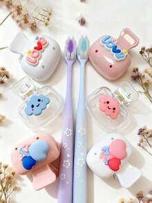 Cute Toothbrush Head Protector, Heart-Shaped Balloon/Cloud Pattern Toothbrush Holder, Travel Toothbrush Dust-Proof Storage Tool, Travel Toothbrush Storage Box, Dust-Proof Toothbrush Protector, Portable, Best Gift For Couples, Friends, Family, Teachers, Travel Enthusiasts, Essential For Home, Dorm, Back To School - Multicolor - View 8