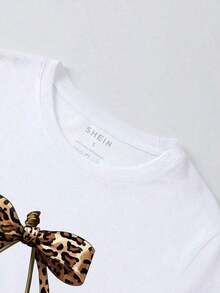 Envío gratis, entrega local enéxico, entrega en 4 días. Camiseta casual de verano para mujer con cuello redondo y mangas cortas, estampado de cerezas. - Blanco - Ver 2