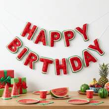 2D毛毡工艺西瓜主题生日横幅，平面2D设计，3D效果，适用于生日派对装饰、生日礼物、生日惊喜、房间装饰、手工材料 - A - 查看 4