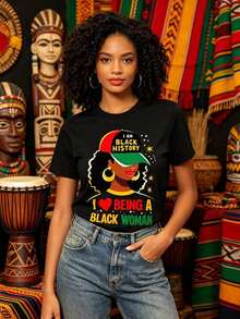I Love Being A Woman All Year Round - Women's T-Shirt, Same Style For Men And Women - Summer 2026 Short-Sleeved Printed T-Shirt - Cotton T-Shirt - 黑色 - 查看 3