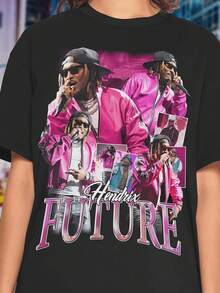 Future Purple Reign Retro Tshirt  Future Hendrix Bootleg Vintage Style Tee Rapper Fan Merch  Vintage Rapper Rap Hip Hop Music Graphic Tee - Black - View 1