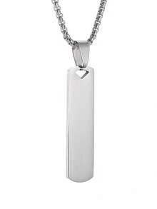 1 chiếc mặt dây chuyền hình chữ nhật bằng thép không gỉ trơn, thời trang và đơn giản, khắc chữ theo yêu cầu, dành cho nam và nữ, một phụ kiện giản dị và đa năng. - Nhiều màu - Xem 7