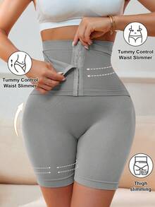 Women's Gray High-Waist Shaping Shorts - High Elasticity, Butt Lifting & Shaping, Tummy Control, Comfortable Stretch Fabric, Invisible Fit For Daily Wear, Confidence Boost - Grey - View 2