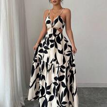 Elenzya Women's Summer New Arrivals Spaghetti Strap Cinched Waist Floral Print Dress (Random Floral Print Cut) - Celeste - Ver 5