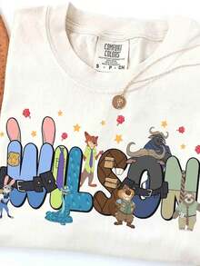 PerS1onalizado Z1ootopia 2 C1Aracteres S1Hirt, Judy Hopps Nick Wilde Gary De'Snake T1EE, Zootropolis, tierra Familia TR1ip, Z1ootopia 2 C1umpleaos. - Blanco - Ver 2