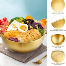 8.66 Inch Stainless Steel Measuring Bowl, Multi-Functional Gold Mixing Bowl, Suitable For Kitchen Prep, Salad, Noodles, Serving, Etc. - View 3