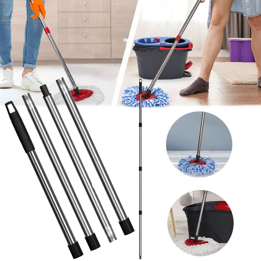 Spin Mop Replacement Handle, 4 Section 30 Inch To 58 Inch Stainless Steel Mop Replacement Handle For O-Ceda Spin Mop EasyWring Triangle Spin Handle For Floor Cleaning(Black) - đen - Xem 1
