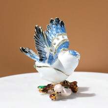 SUSUZUKU 1pc Creative Gift Metal Enamel Crafted Bird Jewelry Box, Unique Birthday/Valentine's Day Gift, Blue Bird Jewelry Box, Metal Enamel Creative Ring Necklace Earring Storage Box, Magpie Decorative Box - Little Flying Bird - View 9