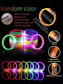 40/20/10/1 LED Light-Up Bracelets, Glow In The Dark, Acrylic Material, Suitable For Bar, Wedding, Party, Carnival, Concert And Other Occasions Party Supplies, Birthday Gift - Wide Bracelet - View 6
