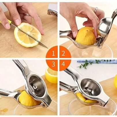 Dụng cụ vắt chanh bằng tay bằng thép không gỉ - Bền bỉ, vắt chanh và cam tươi, thiết kế tay cầm tiện dụng, thích hợp cho các hoạt động ngoài trời và tiệc tùng, phụ kiện nấu ăn ngoài trời | Màu kim loại sáng bóng thời trang | Chắc chắn và bền bỉ, dụng cụ vắt chanh