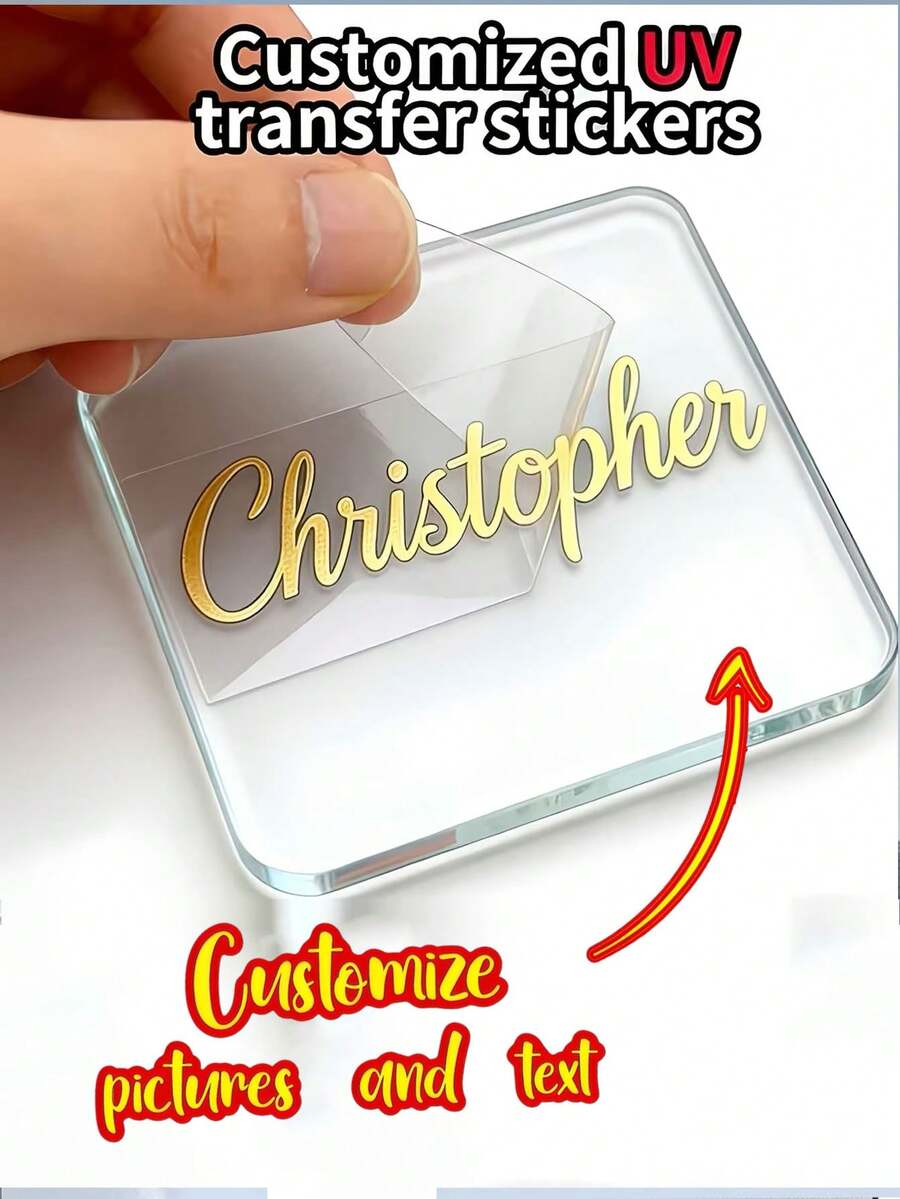 100pcs (3cm*3cm) Customizable Transparent Stickers, Add Your Own Text | PVC Stickers, Customized PVC Stickers, Personalized Name Labels, Customized PVC Logos, Customized Sticker Cutting Service, Create Your Own Custom Stickers | Selected Quote Stickers | Personalized Customization