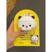 1pc Cartoon Couple Cake Bear Earphone Case Compatible With Apple 4, Protective Silicone Soft Case For Airpods Pro 3/Pro 2 - Camel - View 4