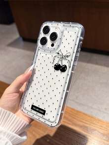 Ins Style Handpainted Black Heart Transparent Shockproof Phone Case Compatible With Apple 17/16/14/13 Pro Max/12 Pro/11/Xr/Xs15plus 15promax And S24/S25/S24ULTRA/A22 5G A33 A54 S20/S10+/S22/A12/A50/A52/S24/A135G, Durable TPU Material - Multicolor - View 5