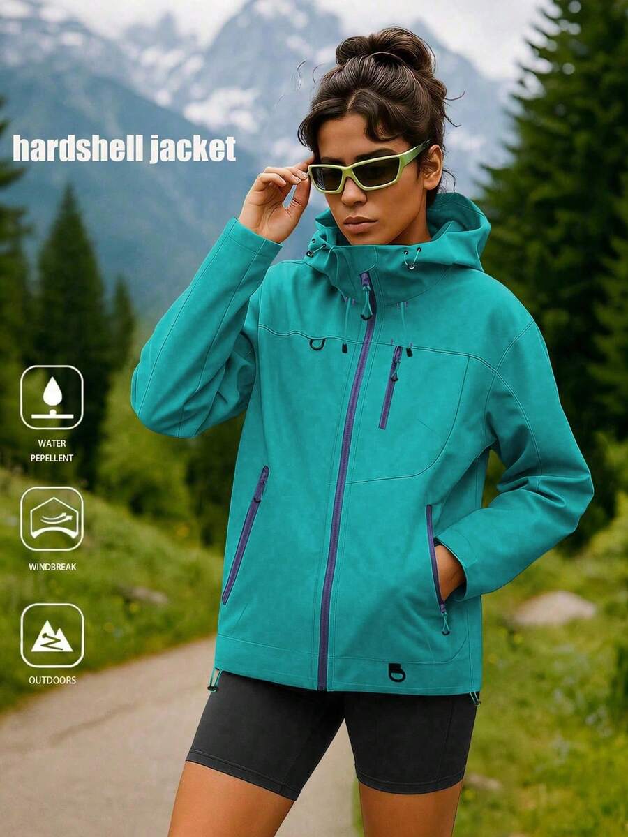 女款秋冬戶外運動登山休閒時尚夾克外套 - 綠色 - 查看 1