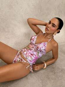 Conjunto de bikini a cuadros de cereza dulce - Multicolor 2 - Ver 5