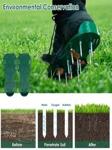 1 đôi, giày xới cỏ thủ công có gai, dép bơm hơi có gai điều chỉnh được, giày xới cỏ bằng nhựa tái sử dụng, dụng cụ làm vườn, đồ dùng sân vườn, sân hiên, bãi cỏ. - A - Xem 3