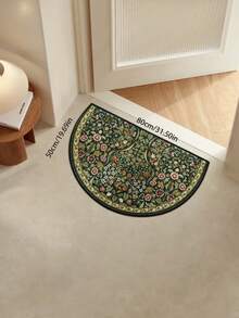 1件 波希米亞風綠色花卉印花半圓形設計 適用於室內外 客廳 臥室 廚房 洗衣房 陽台及地毯裝飾 仿石紋印花門墊 - 彩色 - 查看 12