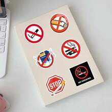 50张禁止吸烟创意警示贴纸，趣味标语贴纸，个性化装饰手机壳、桌面、滑板，防水 - 查看 10
