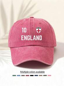 1pc Washed Baseball Cap With "ENGLAND 10" National Flag Logo Print, Best Gift Choice, Versatile Casual Fashionable, Highly Attractive All-Season Decorative Item, Must-Have Stylish Accessory - Washed Cap - View 13