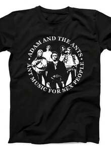 Camiseta negra A1DAm And The Ants Music for People Poster Pop R1OCk Music T1EE B622.220g uniS1ex 100 algodón. Camiseta de peso ideal para todas las estaciones, adecuada tanto para hombres como para mujeres. Tejido de alta calidad y duradero, suave al tacto y de larga duración. Prenda transpirable, adecuada para el uso de otoño de las mujeres, para vacaciones, el Día de la Madre, las celebraciones del Día de la Independencia y como regalo. - Negro - Ver 1