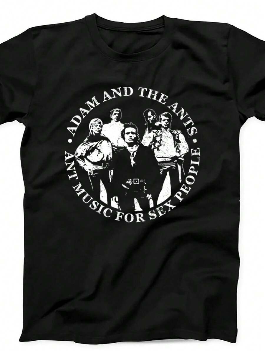 Camiseta negra A1DAm And The Ants Music for People Poster Pop R1OCk Music T1EE B622.220g uniS1ex 100 algodón. Camiseta de peso ideal para todas las estaciones, adecuada tanto para hombres como para mujeres. Tejido de alta calidad y duradero, suave al tacto y de larga duración. Prenda transpirable, adecuada para el uso de otoño de las mujeres, para vacaciones, el Día de la Madre, las celebraciones del Día de la Independencia y como regalo. - Negro - Ver 1