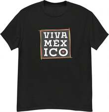 Mexican T-Shirt "Viva México" Tricolor Square Independence Day. September 15th. National Holidays. ¡Viva México! Clothing Set. Style. Charro. Mexican. Mexican Pride. Sombrero And Mustache - Short-Sleeved T-Shirt - 黑色 - 查看 4