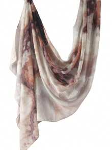1pc Women's Bohemian Style Watercolor, Marble, Ripple, Tie-Dye Print Scarf Headscarf, Suitable For Daily Wear - Rusty Rose - View 2