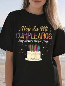 Camiseta Divertida de Cumpleaños "Hoy es mi Cumpleaños" para Mujeres, Ideal para Celebración y Fiesta, Color Negro, Disponible en Todas las Tallas, Ropa Casual, Regalo Original - Negro - Ver 8