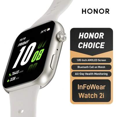 Honor 荣耀精选 Watch 2i 智能手表，1.85 英寸 AMOLED 显示屏，蓝牙通话，14 天超长续航，109 种运动模式，心率/血氧饱和度监测，1ATM/IP68 防水，适用于安卓和 iOS 系统