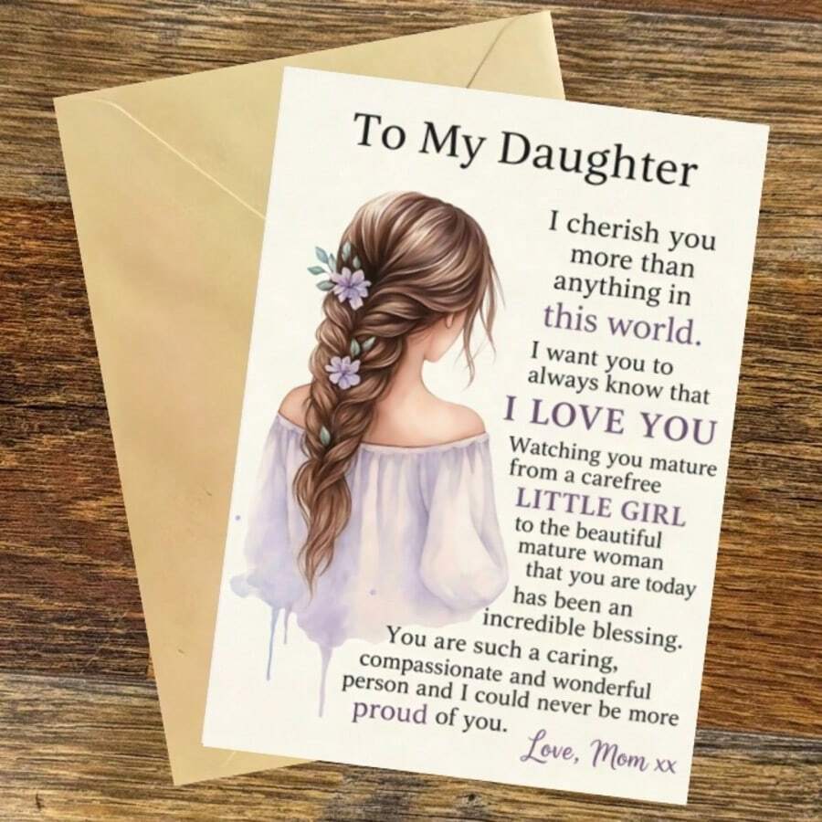 A Beautiful And Heartfelt Greeting Card, Ideal As A Gift For Your Daughter. This Is The Perfect Present For A Special Occasion, Birthday, Or To Express Love And Pride. Wonderful For Mothers To Convey Gratitude. Comes With A Random Color Envelope. - A - View 1