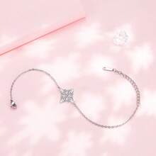 Women's Pure Silver Celtic Knot Bracelet, Irish Style Jewelry, 925 Sterling Silver Bracelet, Adjustable Cubic Zirconia Small Bracelet, Witch Knot Bracelet, Mother's Day Birthday Gift - Silver - View 4
