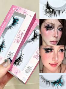 Lông mi giả DOUDOUTIAN siêu dài 5-15mm, kiểu cánh bướm rung rinh với họa tiết chấm bi đen trắng, tạo vẻ ngoài sống động và ấn tượng, phụ kiện chụp ảnh lý tưởng cho cosplay và trang điểm dự tiệc. - Xem 2