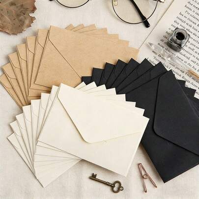 Mini Kraftpapier Umschläge, 10,5*7cm leere Mini Umschläge, minimalistische Karten Einladung Geschenkkarten Umschlag Taschen, 36/50/60/100 Stück