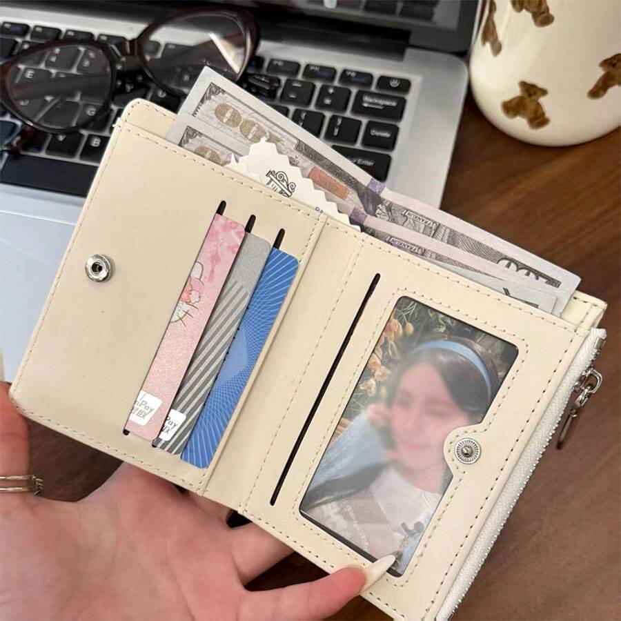 Minimalist Envelope Style Short Wallet For Women, Multi-Card Slots, Portable Functional Pouch With Elegant Vibe - Multicolor - View 1