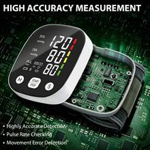MOOD LIGHT Automatic Wrist Blood Pressure Monitor, Equipped With An LCD Screen, Adjustable Cuff, Pulse Detection, And Arrhythmia Alarm Function - Blood Pressure Measurement | USB Charging | Voice Playback Function, Is An Excellent Gift For Friends And Family - 黑 - 查看 2