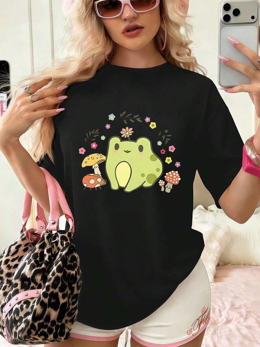 Dam-T-shirts - Svart - Visa 1