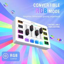XLR/USB音频混音器套装，带增益旋钮的播客录音麦克风，带推子的PC视频混音器套装，游戏语音 - FIFINE KS5 白色 - 白色 - 查看 9