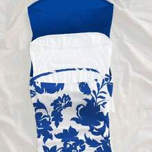 3pcs Plus Size Women Sexy Blue & White Floral Print Slim Strapless Tops Set, Casual Daily Versatile For Date, Afternoon Tea, Beach, Cruise, City Vacation, Suitable For All Seasons, Wedding, Beach, Spring/Summer Vacation, Cruise, Island Vacation, Music Festival, Boho Vacation - Rosa - Ver 3