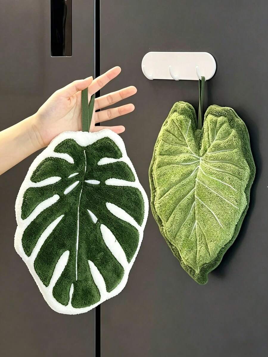 1/2/3pcs Plant Leaf Cleaning Dusting Tool, Stain Removal, Gardening, Hand Towel Cleaning, Kitchen Hand Wiping, Bathroom Hand Washing - Green - View 1