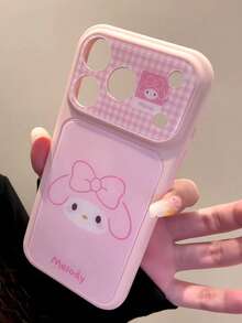 SANRIO Korean Cute Plaid Melody Glass Phone Case, Instant Large View Anti-Drop Lens Full Coverage Protective Shell, Suitable For IPhone 17/17Air/17Pro/17Promax, 16/16Plus/16Pro/16Promax, 15/15Plus/15Pro/15Promax, 14/14Plus/14Pro/14Promax, 13/13Pro/13Promax, 12/12Pro/12Promax, 11/11Pro Max, Dust-Proof, High-Value, Popular - Pink - View 3