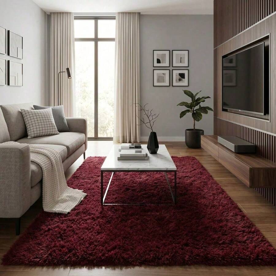 Casa Laura Enxovais Large Shaggy Rug 2.00x1.35 – Soft, Non-Slip And Comfortable For Living Room, Bedroom And Office - 紫紅色 - 查看 1